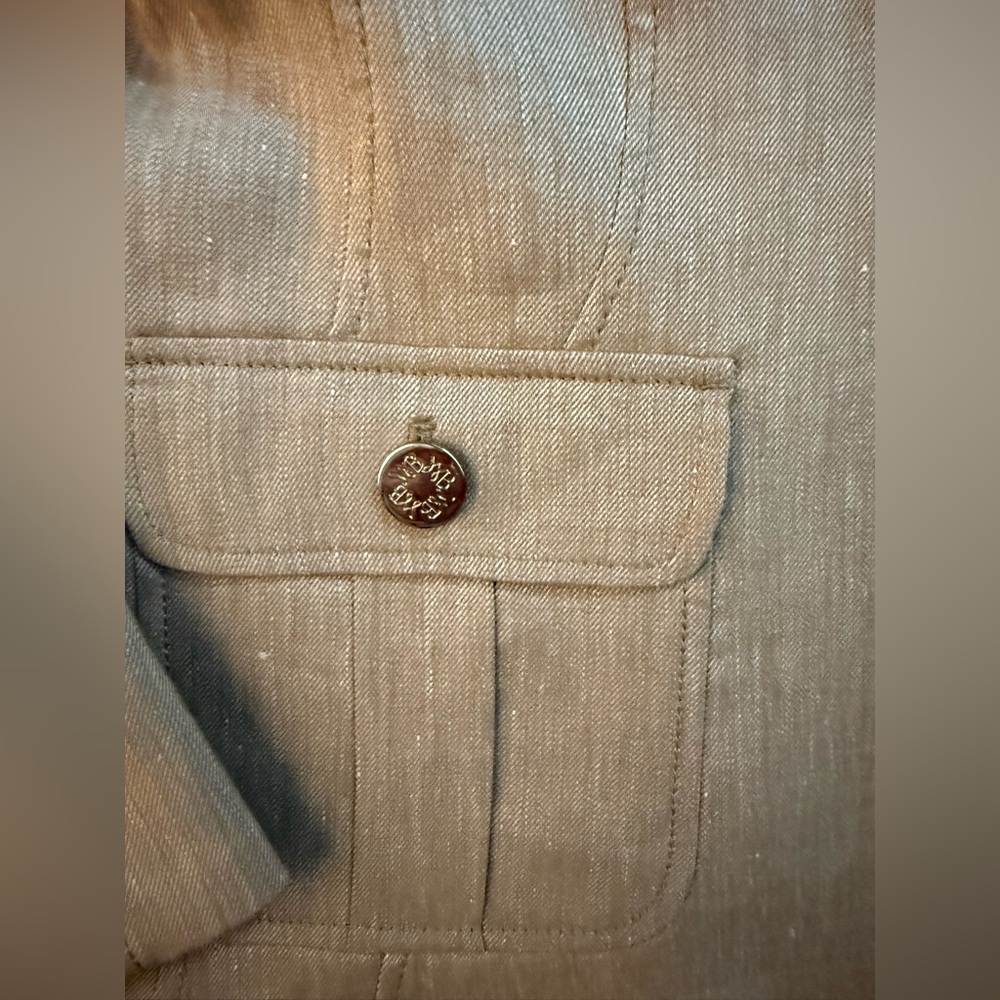 White House Black Market 10P Tan Blazer. Patch pockets excellent condition. - Picture 4 of 14